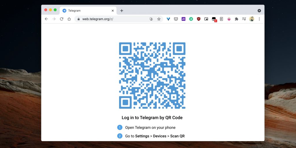 Як видалити кілька контактів в Telegram: відкрийте веб-версію Telegram і залогіньтесь